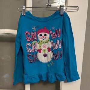 Garanimals Teal Snowman Long Sleeve Tee